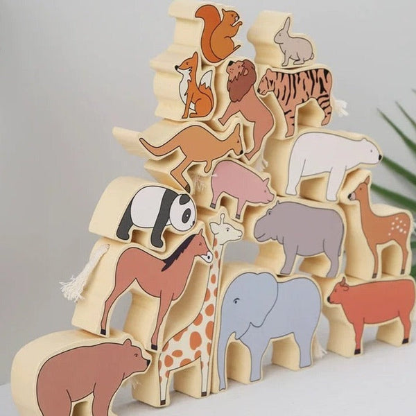 Wooden Wildlife Stacking-Open ended wooden toys