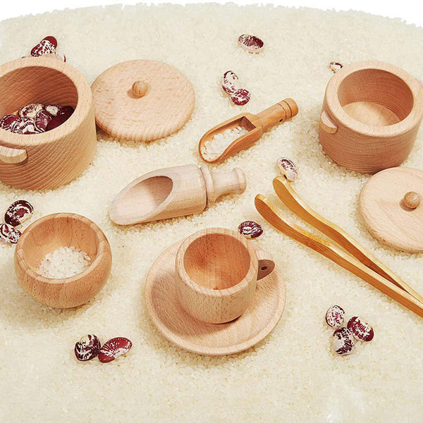 Wooden Tea and Utensil Set - Fine motor skills toys